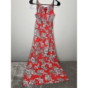 Enfocus Studio Dress Women’s 6 Red White Floral Maxi Boho Beach Nautical